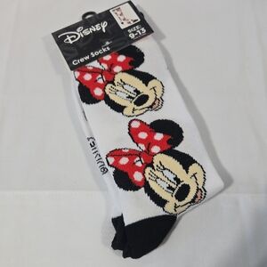 Disney Minnie Mouse White Socks with Red Polka Dot Bow